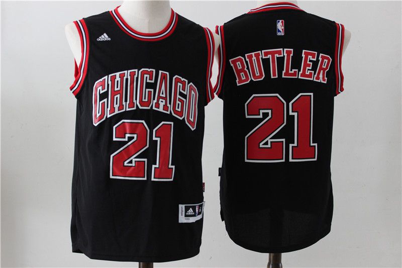 Men Chicago Bulls #21 Butler Black Adidas NBA Jersey->chicago bulls->NBA Jersey